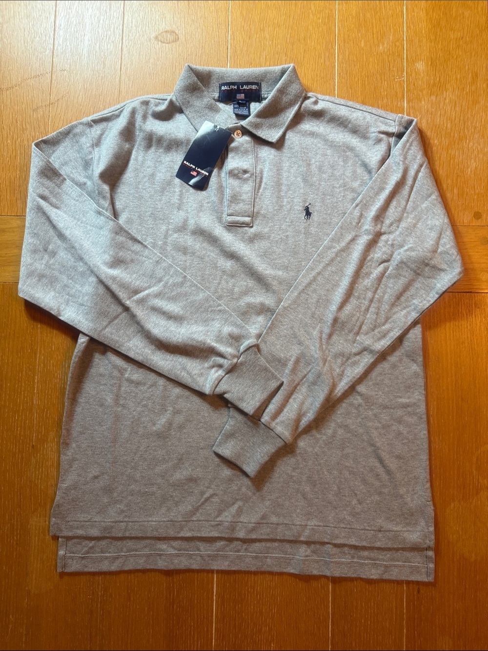 Ladies Vintage Lauren Ralph Lauren Long-Sleeve Polo - Heather Gray